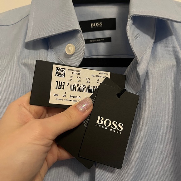 Hugo Boss s size Blue Dress Shirt men nwt 100% cotton - Picture 6 of 10